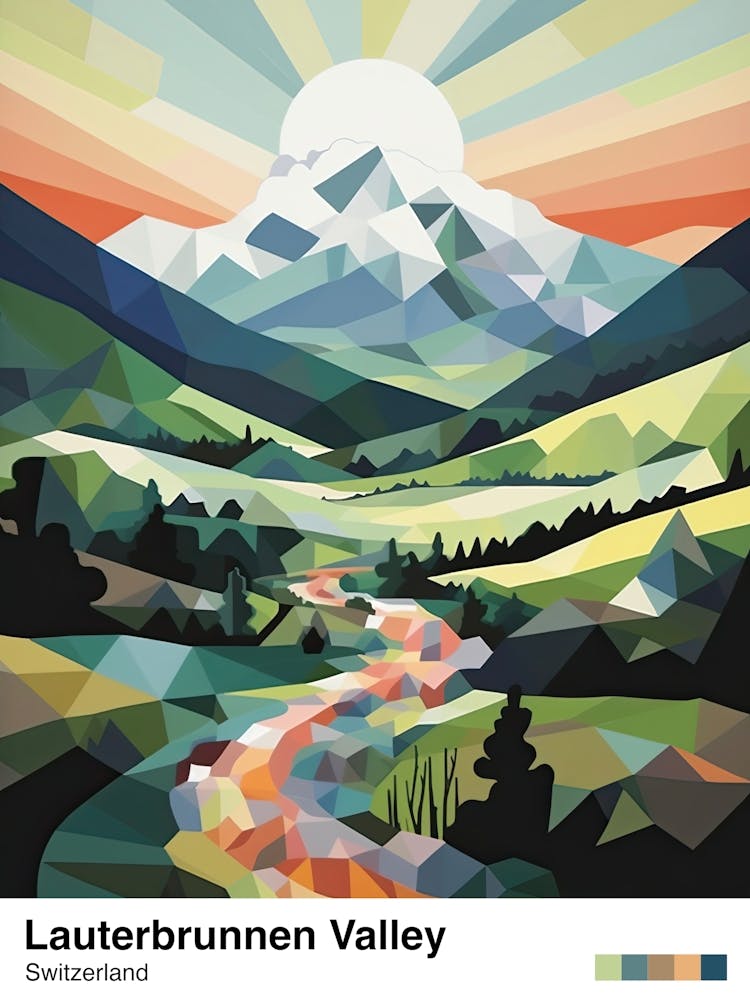 Mountains And Valley   Geometric Vector Illustration 1 Poster