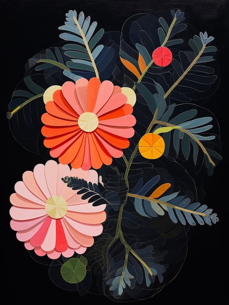 Chrysanthemum 3 Hilma Af Klint Inspired Flower Illustration