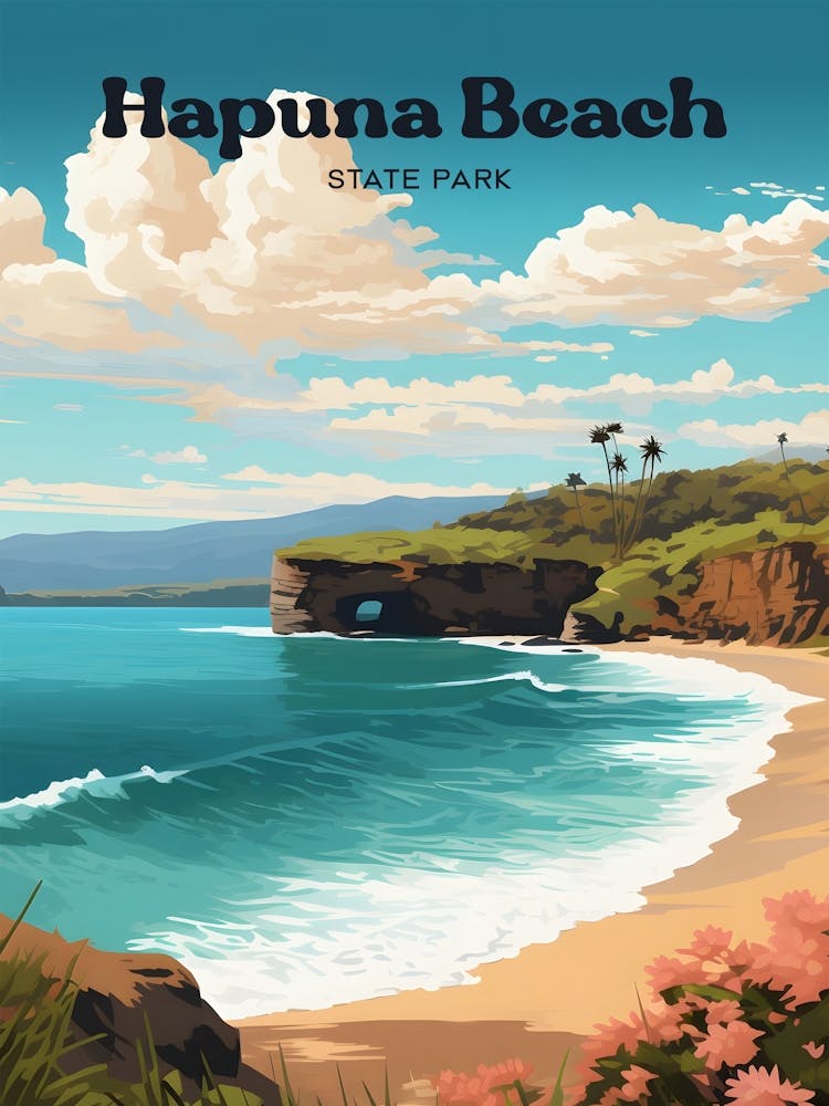 Hapuna Beach Hawaii Seaside Modern Travel Art