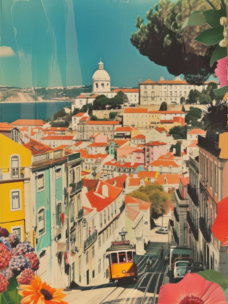 Lisbon   Retro Collage Style 1