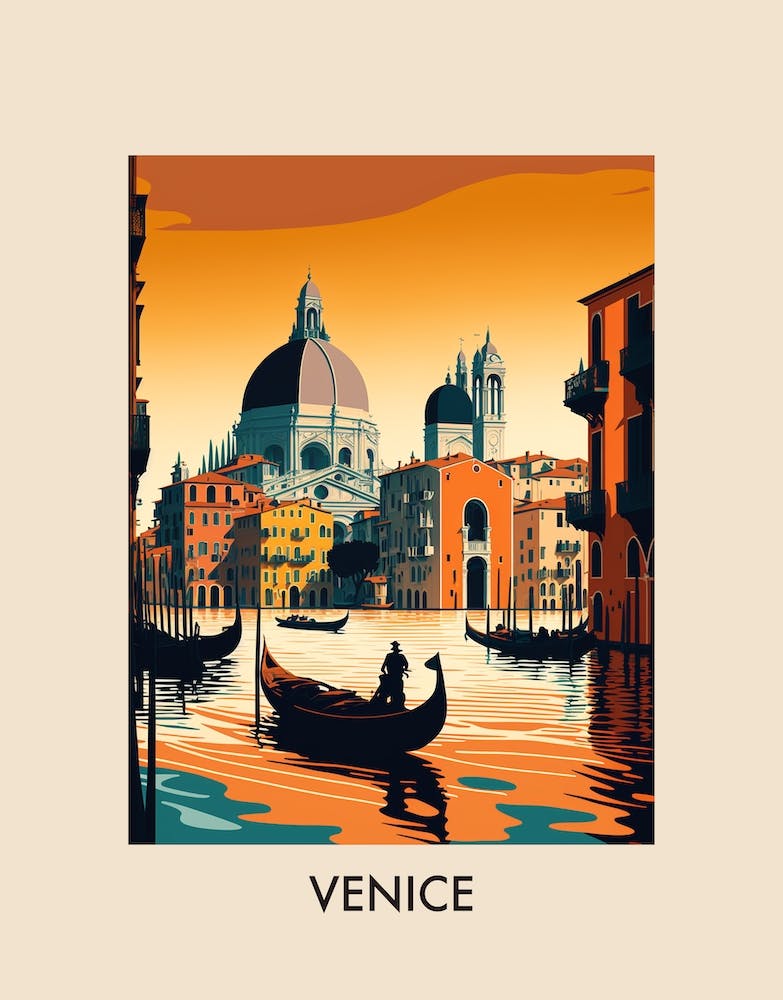 Venice Italy 2 Vintage Travel Poster
