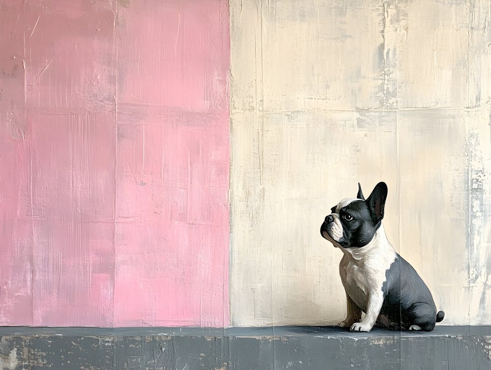 Bouledogue Français Minimaliste Avec Rose 2