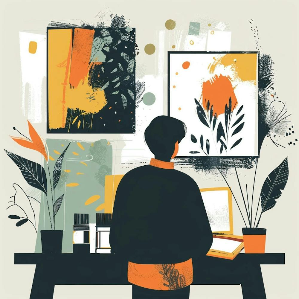 Illustration Of A Woman At Her Desk