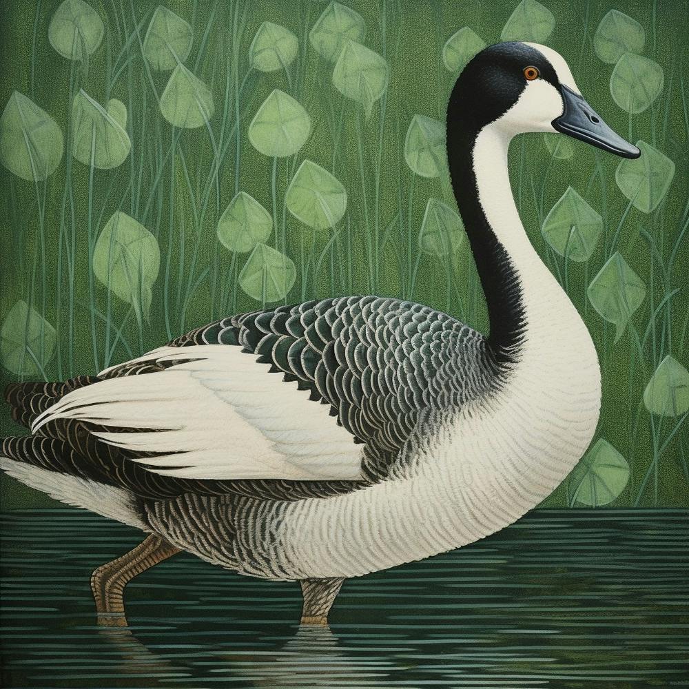 Ohara Koson Inspired Bird Painting Goose 3 Square