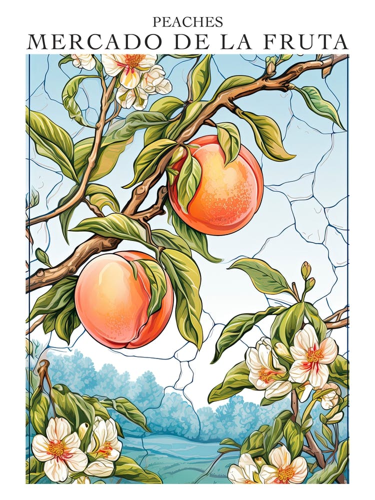 Mercado De La Fruta Peaches Illustration 2 Poster