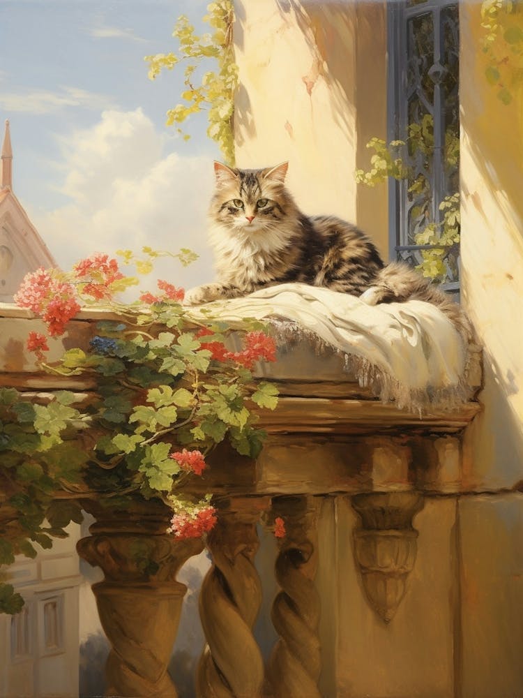 Cat Lounging In The Sun Rococo Style