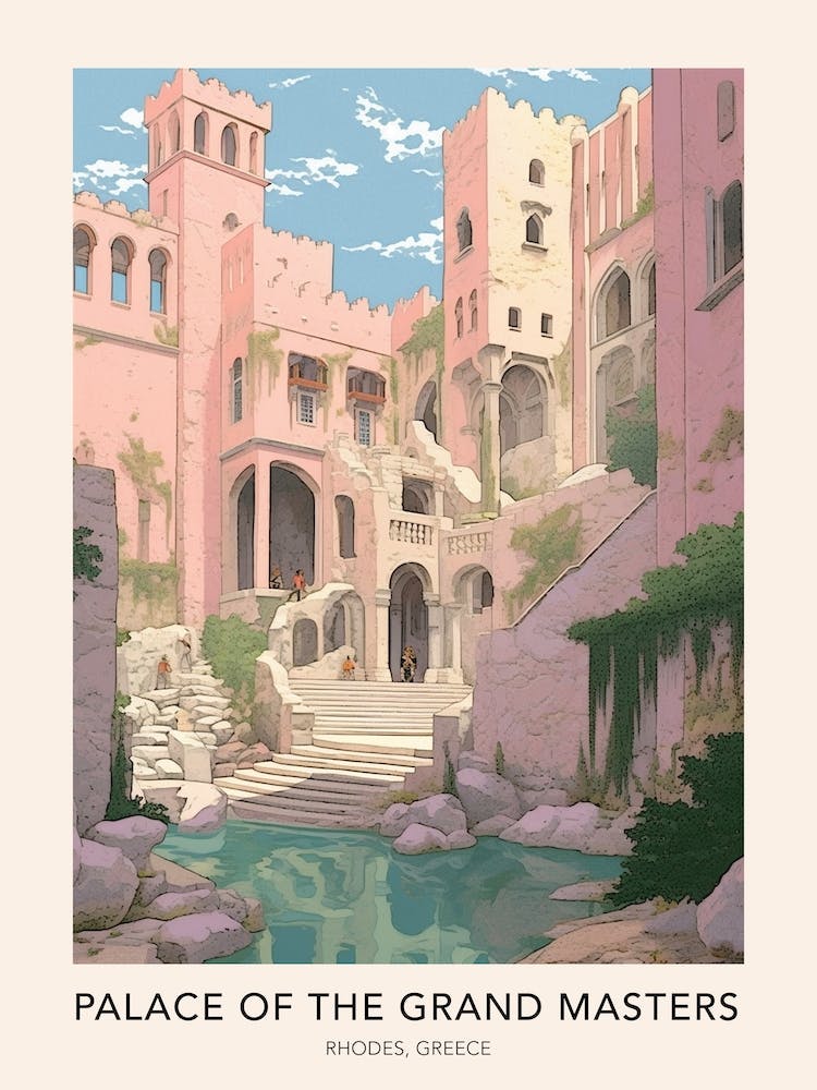 Palace Of The Grand Masters Rhodes Greece Travel Poster