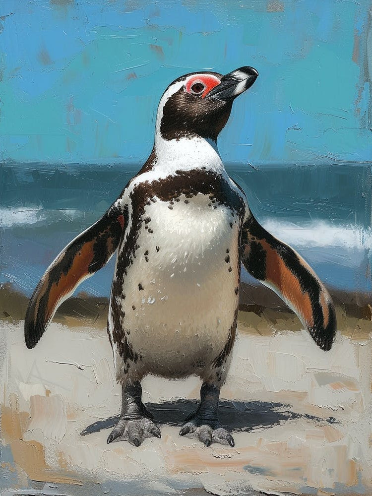 African Penguin Fernandina Island Oil Painting 4