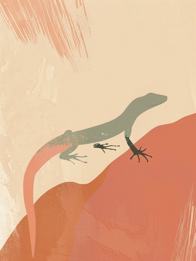 Lizard Coral Minimalist Modern Illustration