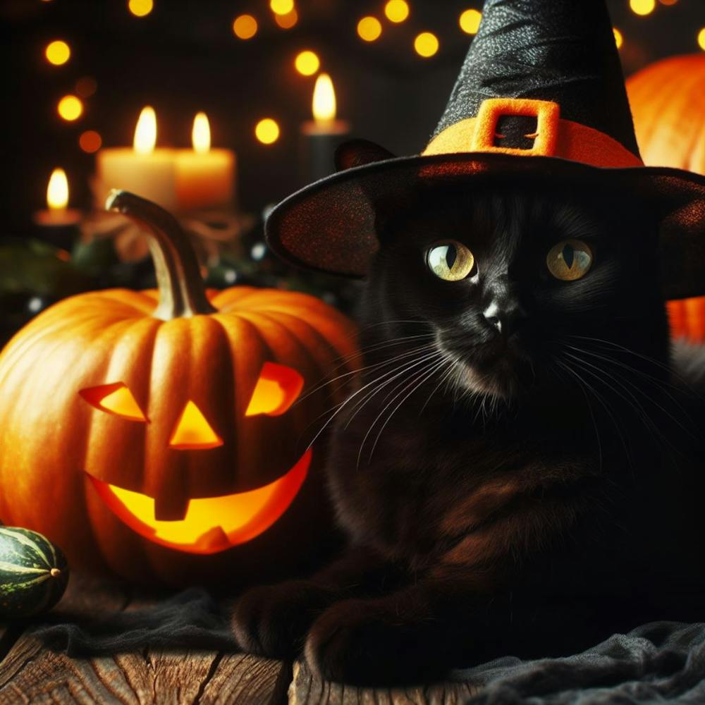 Halloween Cat In Witch Hat 1