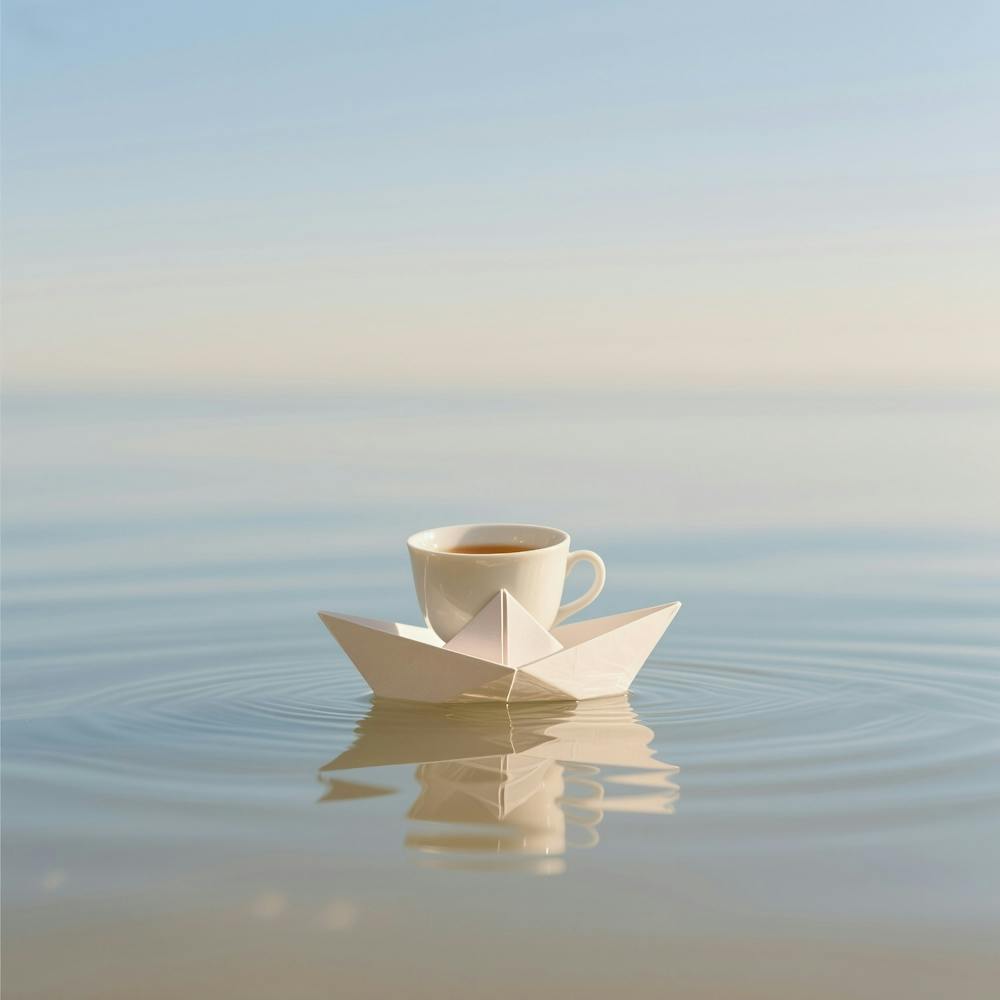 Coffee Cup On A Paper Boat