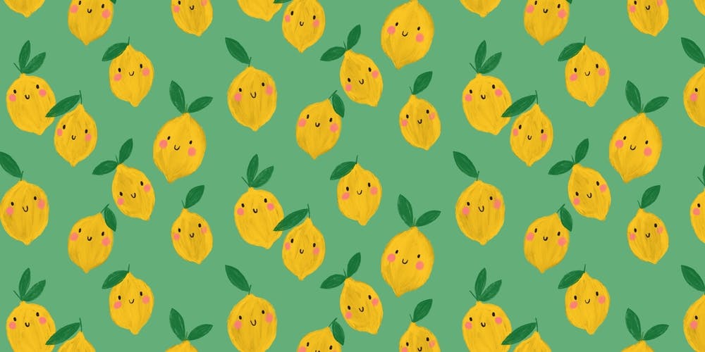 Happy Fruit Lovely Lemons Seafoam