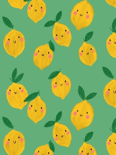 Happy Fruit Lovely Lemons Seafoam