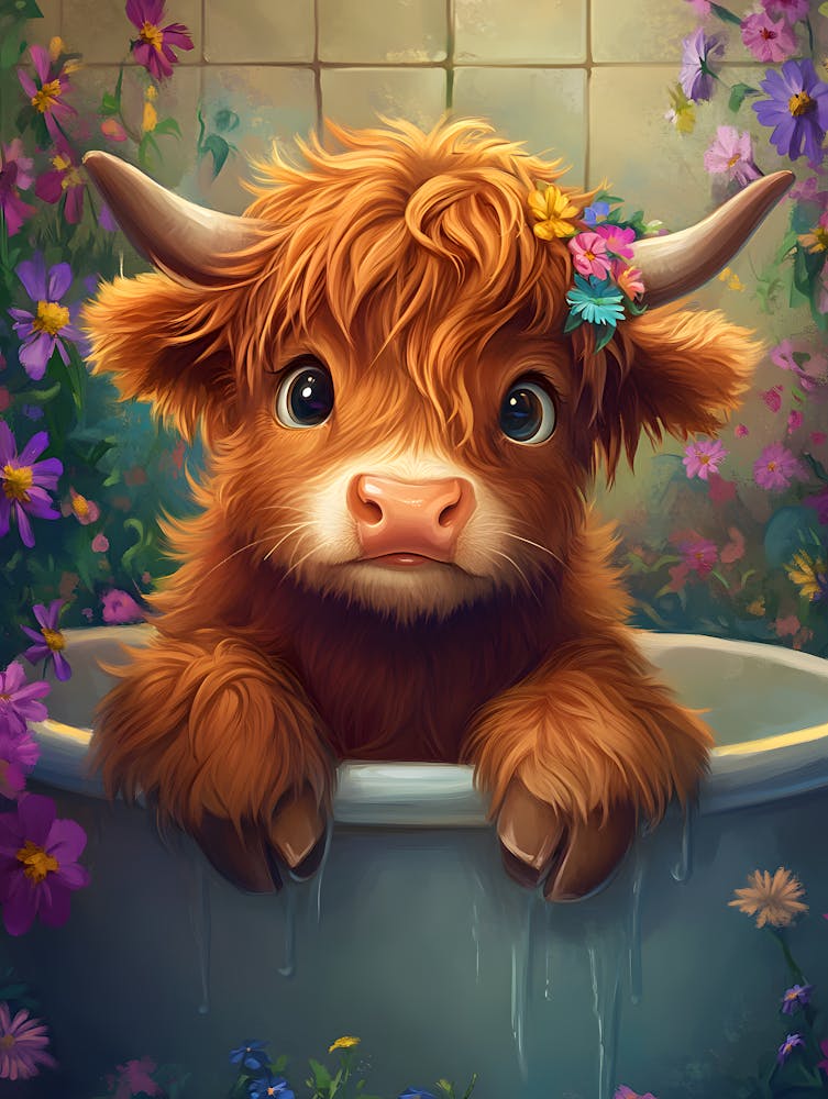 Cute Cow In A Tub 4