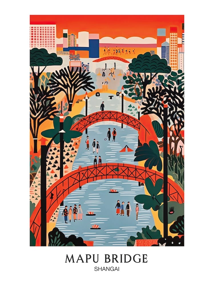 Nanpu Bridge Shangai Colourful 2 Travel Poster
