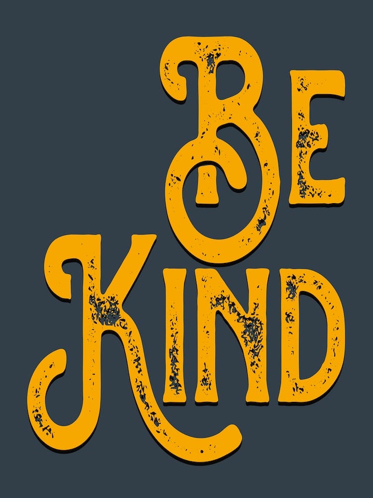 Be Kind Grey Yellow Vintage Typography