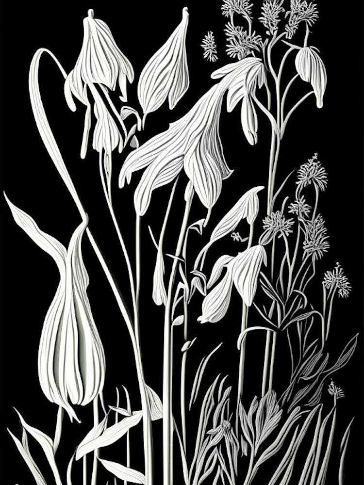 Solomon's Seal Wildflower Linocut
