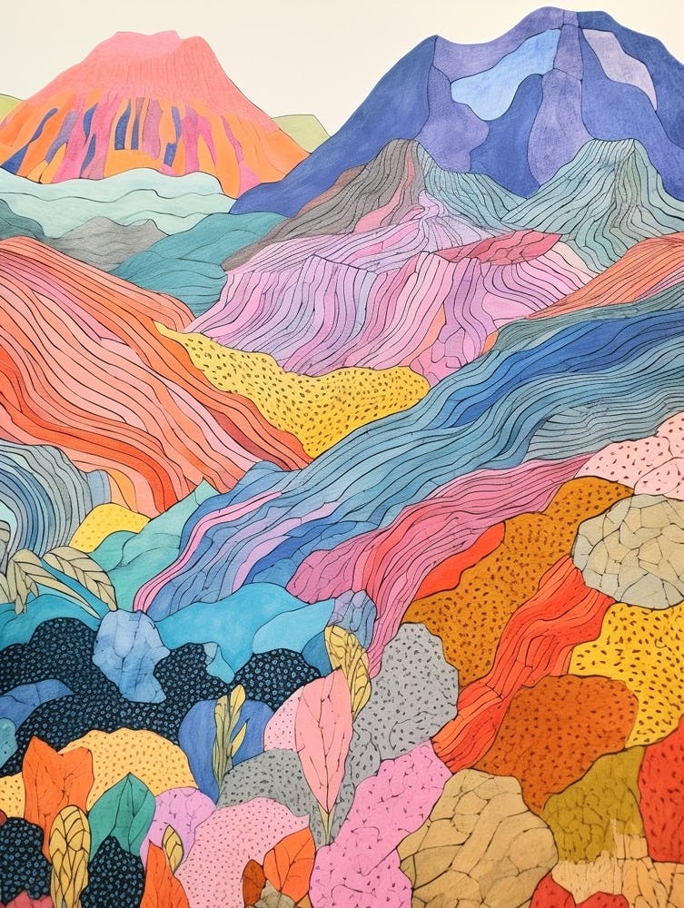 Mount Vesuvius Italy 1 Colourful Mountain Illustration