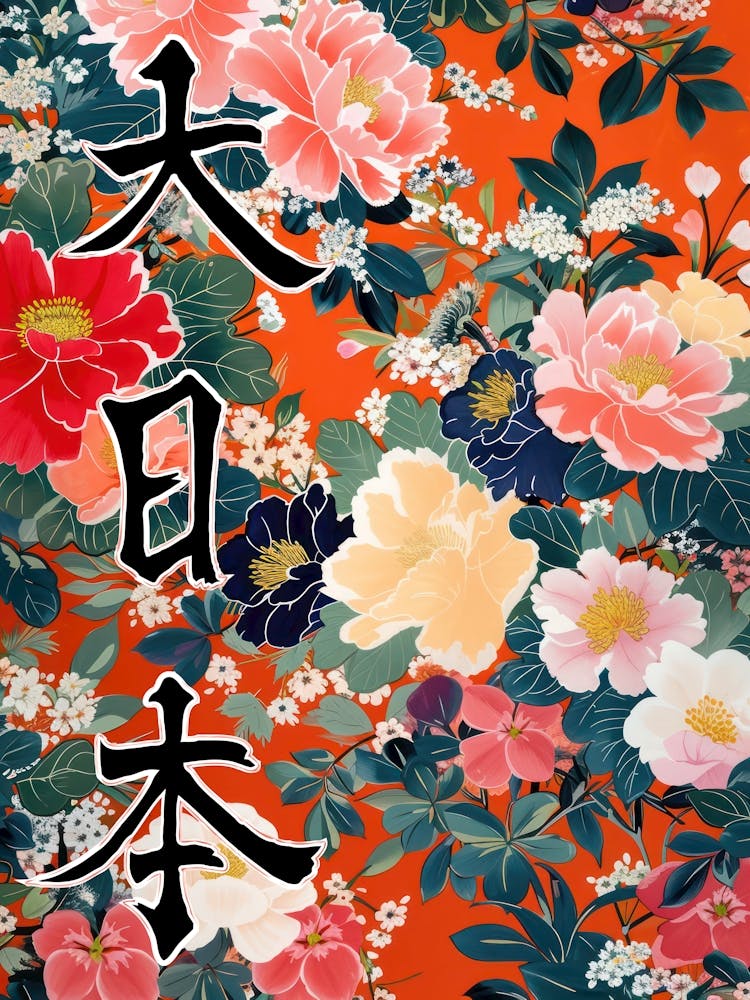 Great Japan Hokusai Japanese Flowers 4 Poster