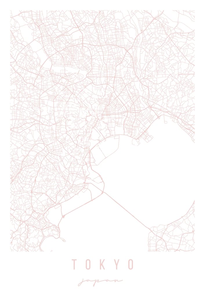 Tokyo Japan Light Pink Minimal Street Map