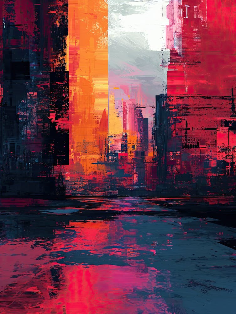 Abstract City Canvas Print | Pixel Art Series