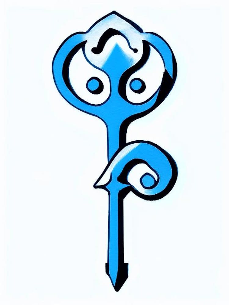Key Symbol Blue And White Line Drawing