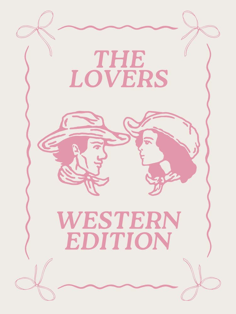 The Lovers Western Edition | Western Decor | Office Living Room Wall Art | Pink Western Cowgirl Cowboy