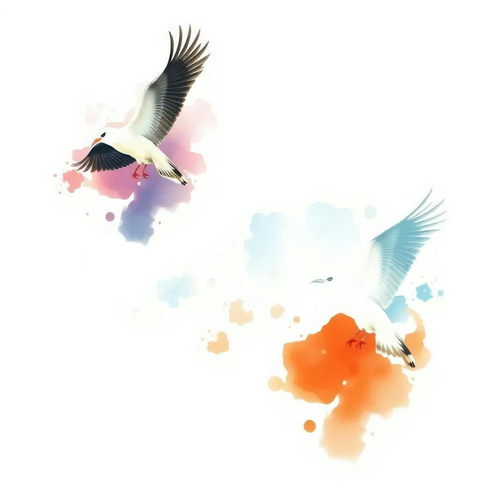 Watercolor Seagulls