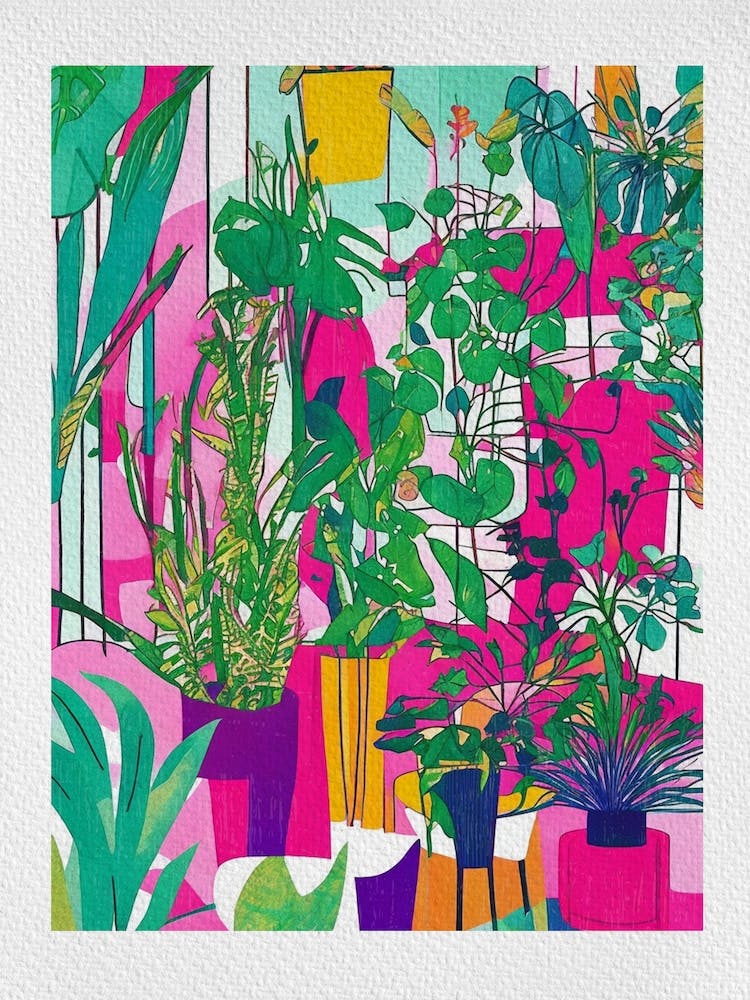 Maximalist Colorful Potted Plants