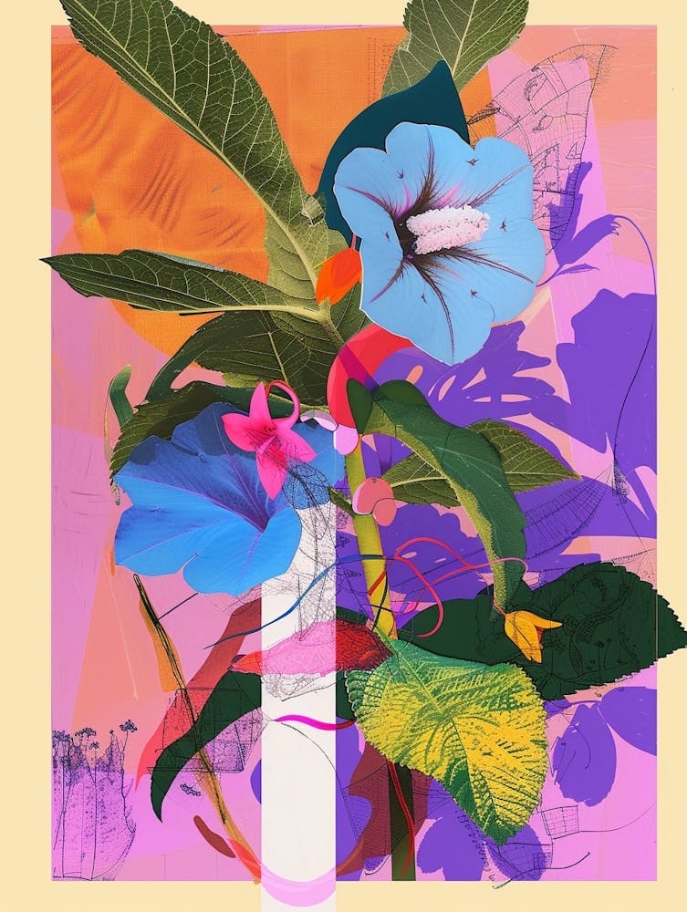Periwinkle (Vinca) 4 Neon Flower Collage