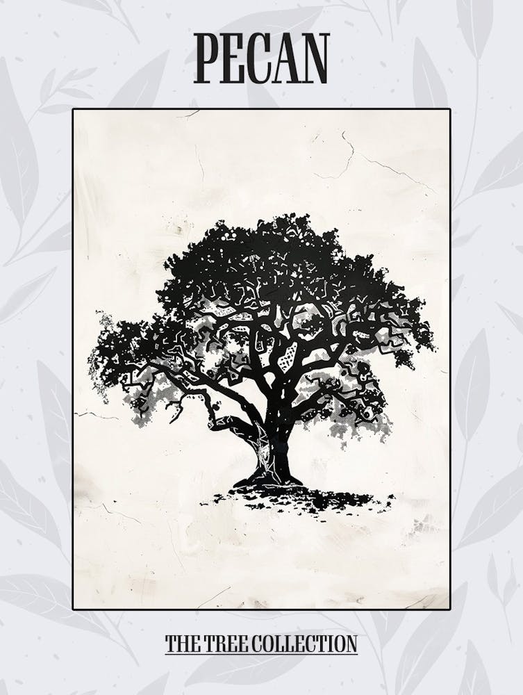 Pecan Tree Simple Geometric Nature Stencil 1 Poster