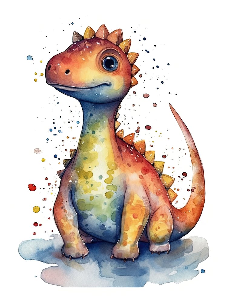 Edmontosaurus Cute Dinosaur Watercolour 2