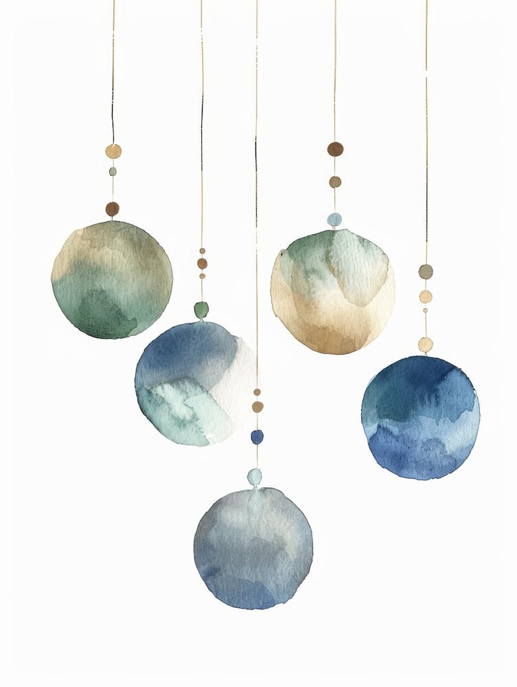 Blue Watercolor Ornaments
