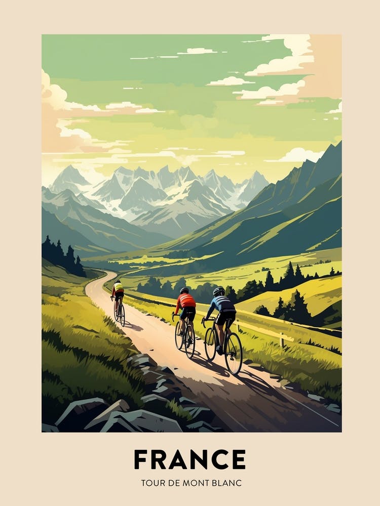 Tour De Mont Blanc France 2 Vintage Cycling Travel Poster