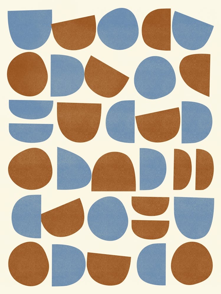 Mid Century Modern Abstract Pattern Blue, Red
