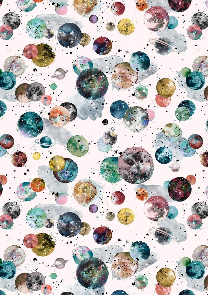 Cosmic Planets And Stars Multicolored