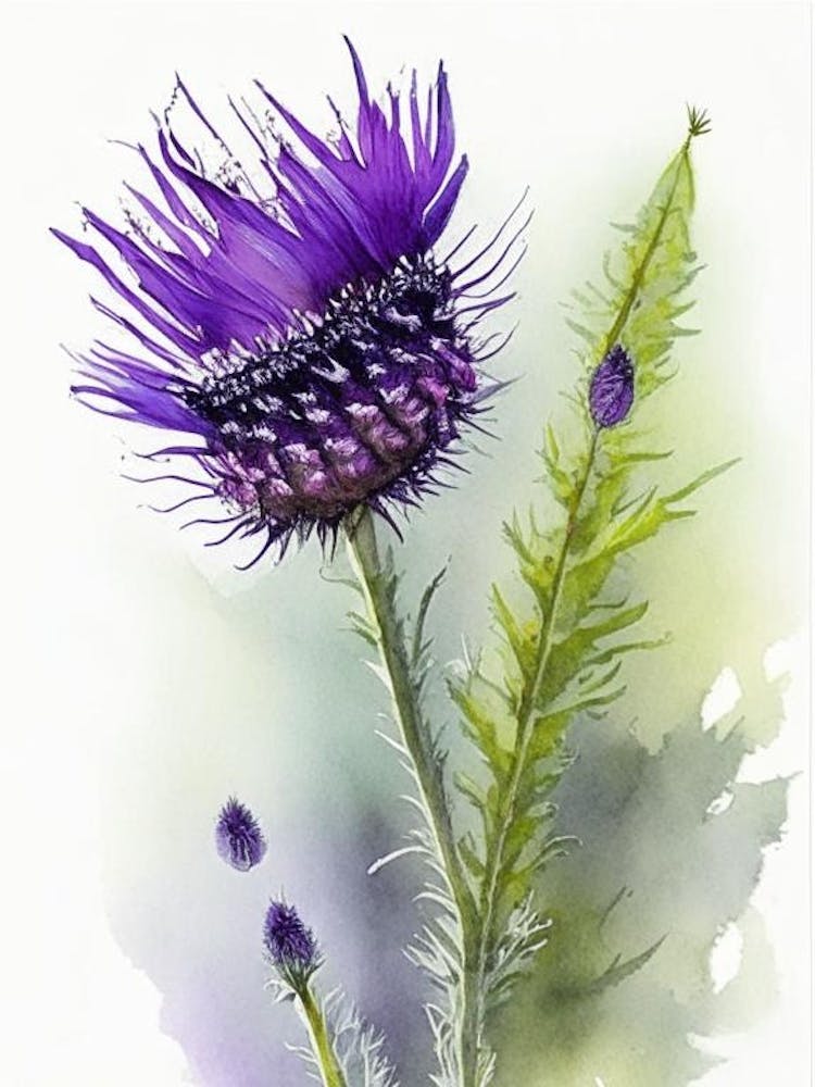 Thistle Wildflower Watercolour 2