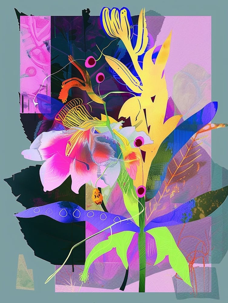 Larkspur 3 Neon Flower Collage