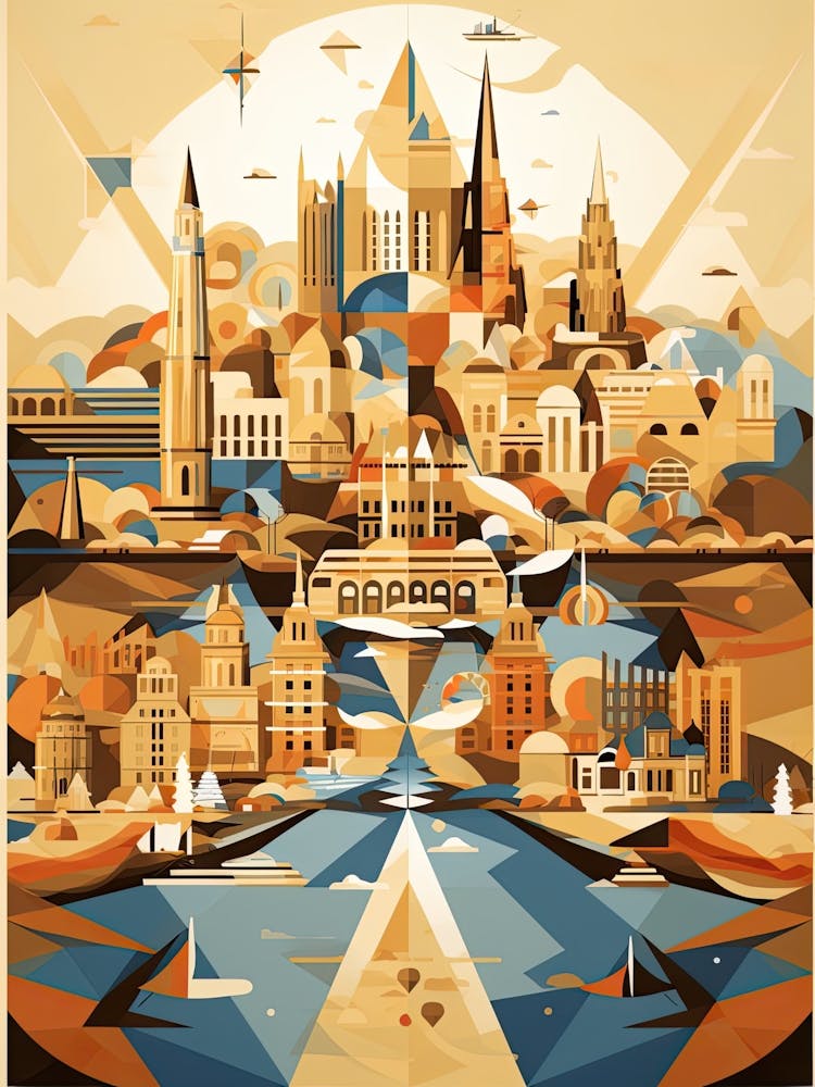 Budapest, Hungary, Geometric Illustration 1