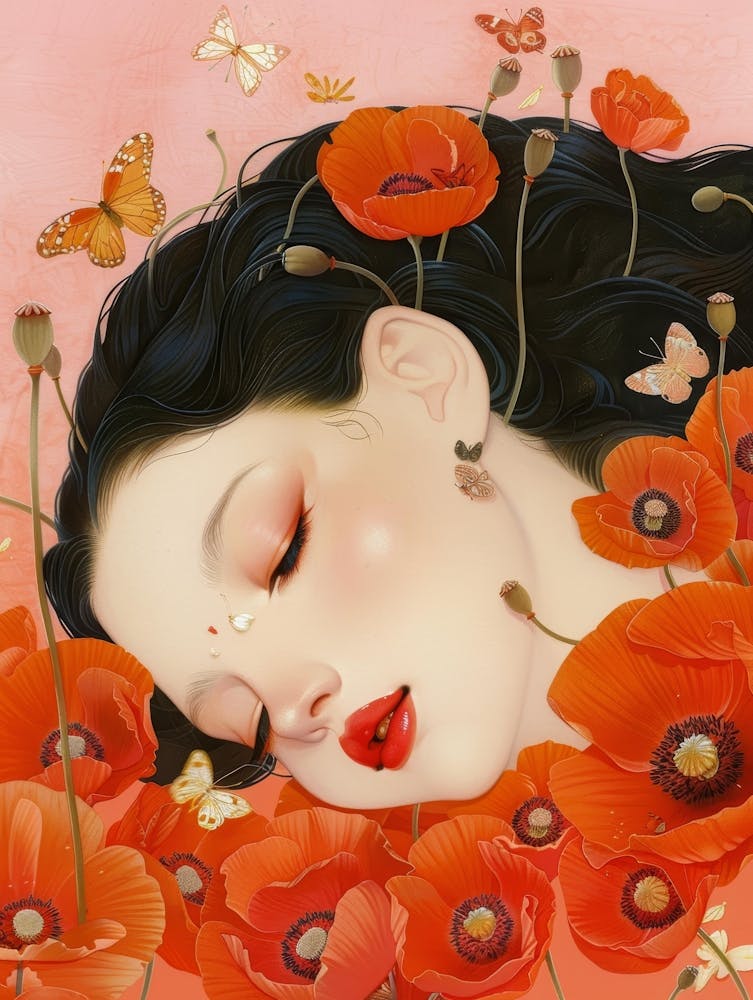 Poppies And Butterflies 1