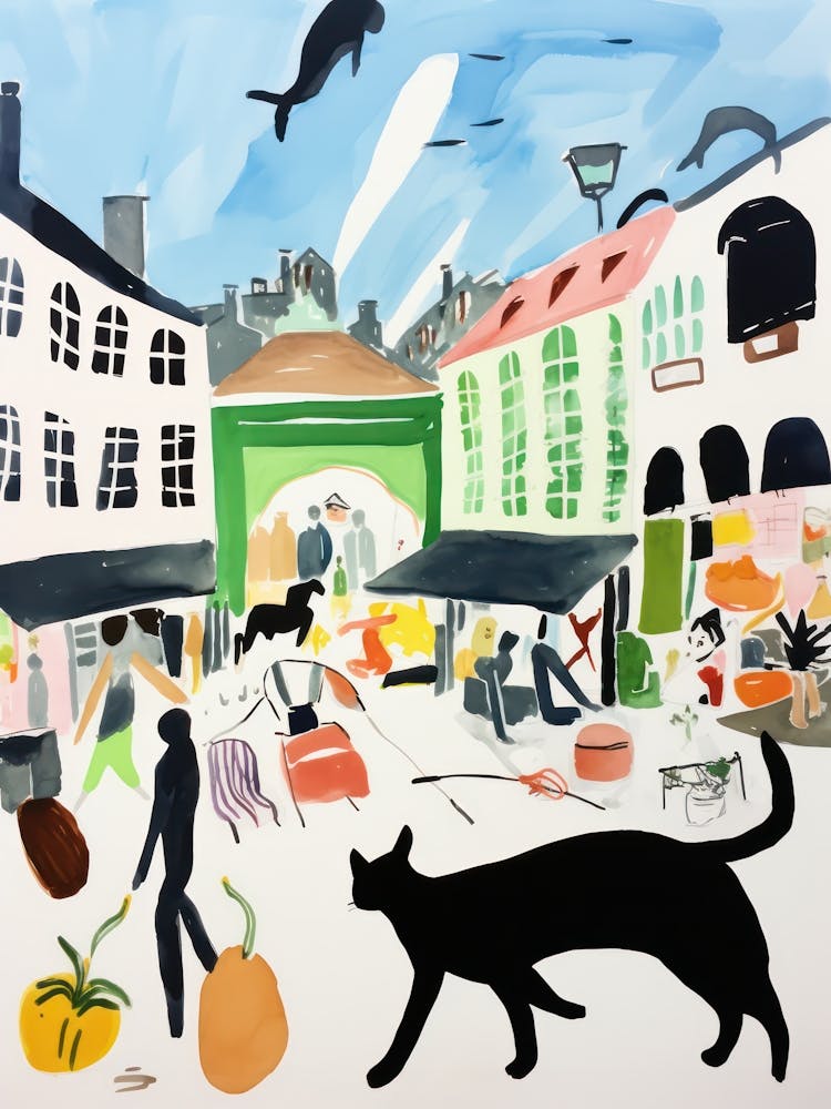 The Food Market In Copenhagen 3 Illustration