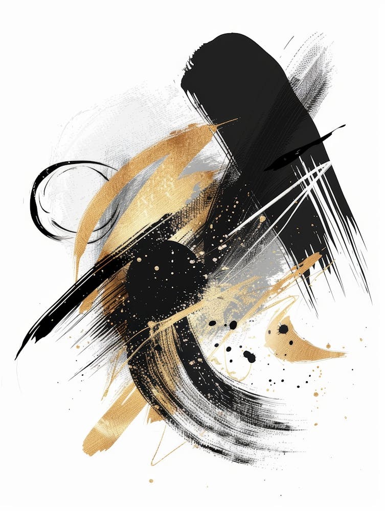 Peinture Abstraite Noir Et Or 56