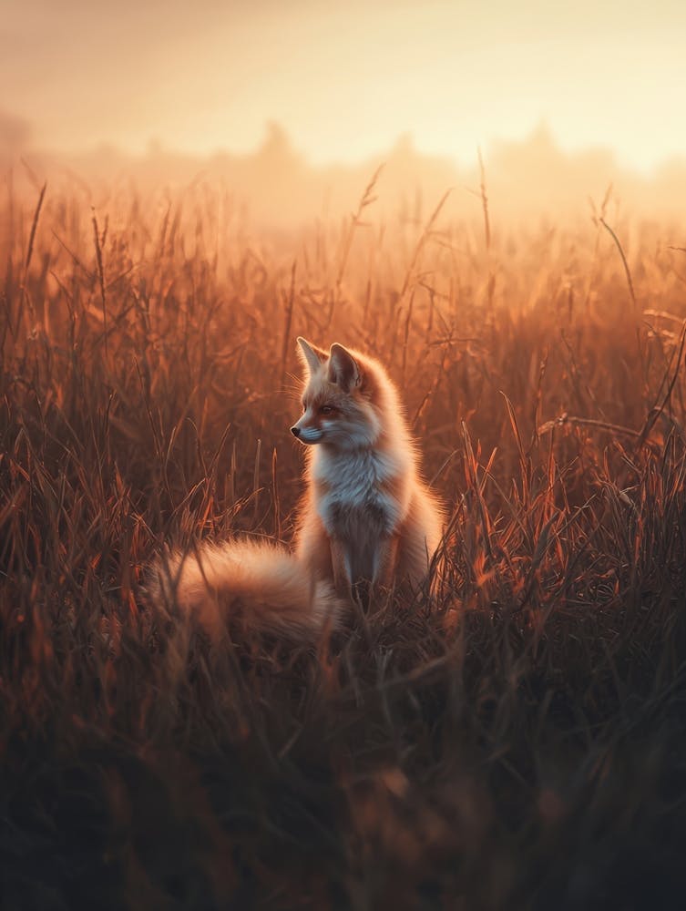 Fox In The Grass. Generated AI.