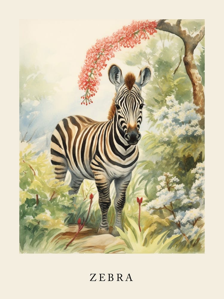 Beatrix Potter Inspired  Animal Watercolour Zebra 2