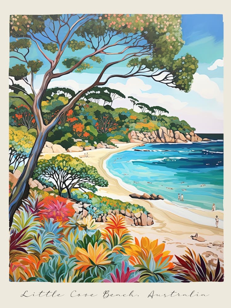 Poster Of Little Cove Beach, Australia, Matisse And Rousseau Style 4