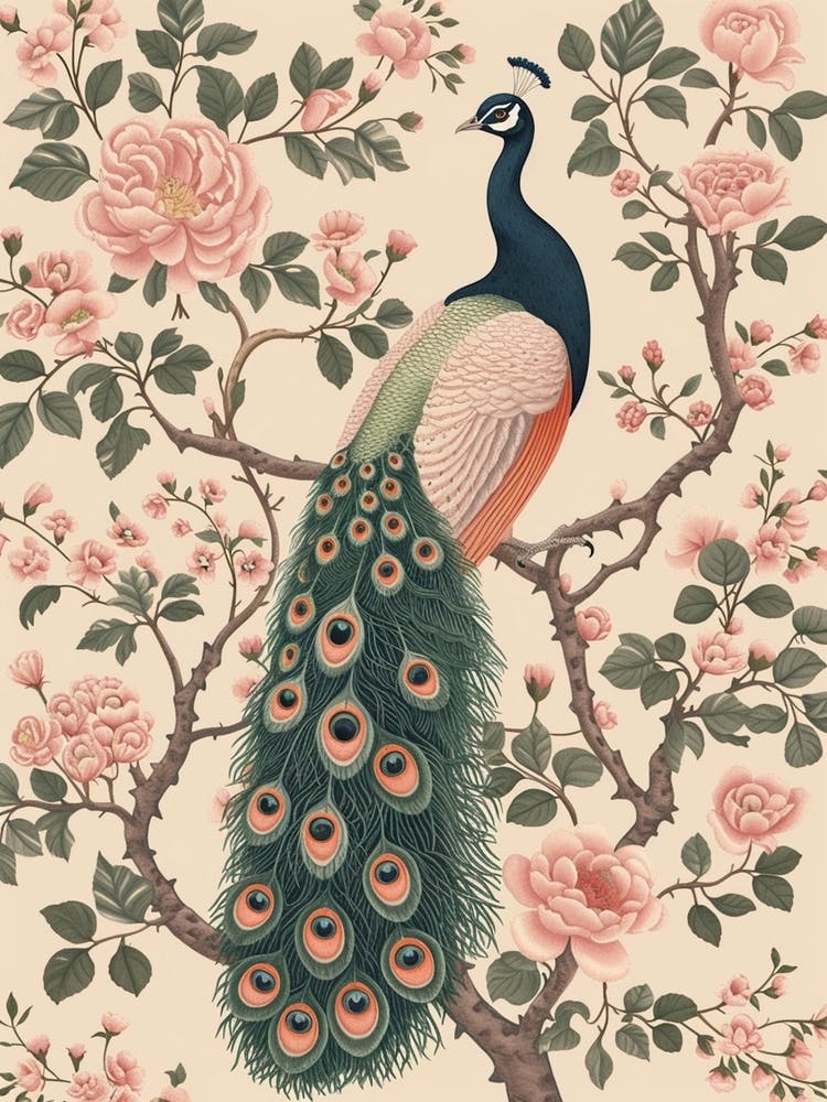 Sepia William Morris Inspired Peacock 1