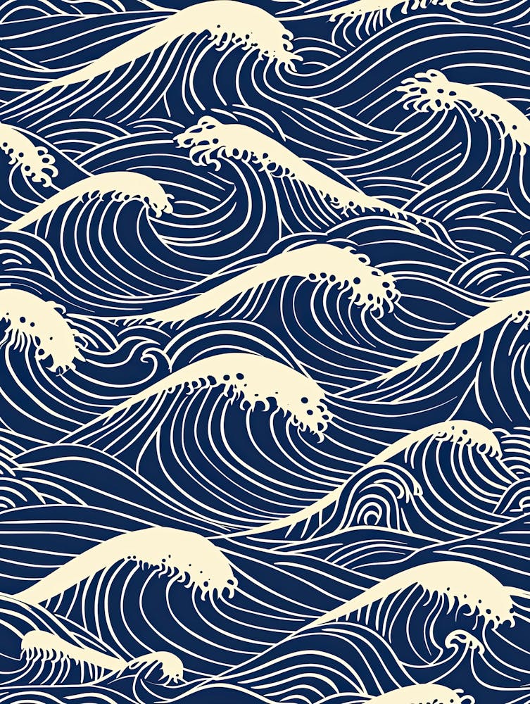 Sea Wave Pattern, Blue