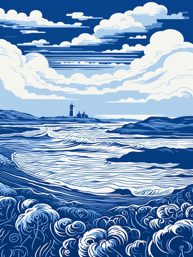 A Screen Print Of Fistral Beach Cornwall 4