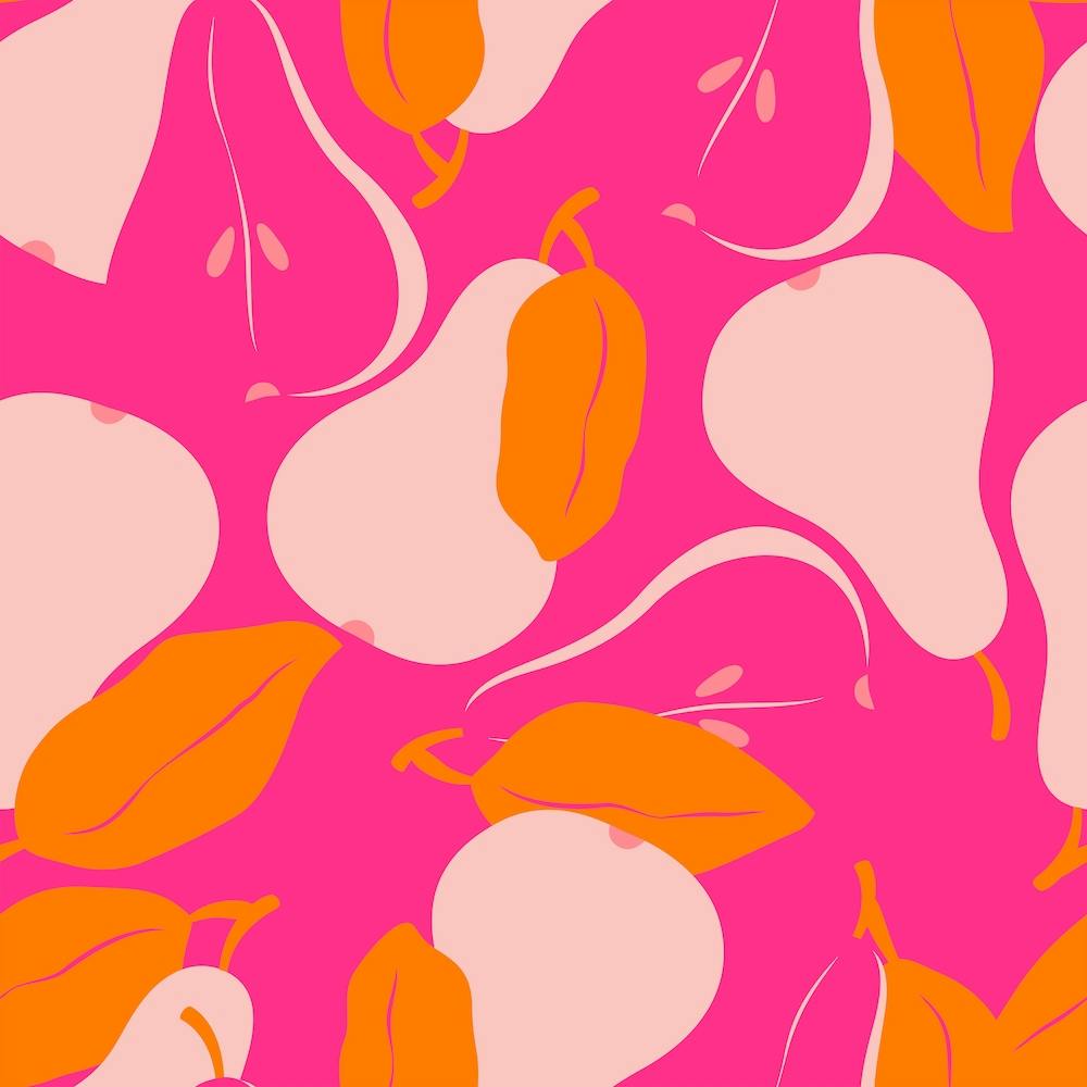 Pattern With Pears On Neon Pink Square