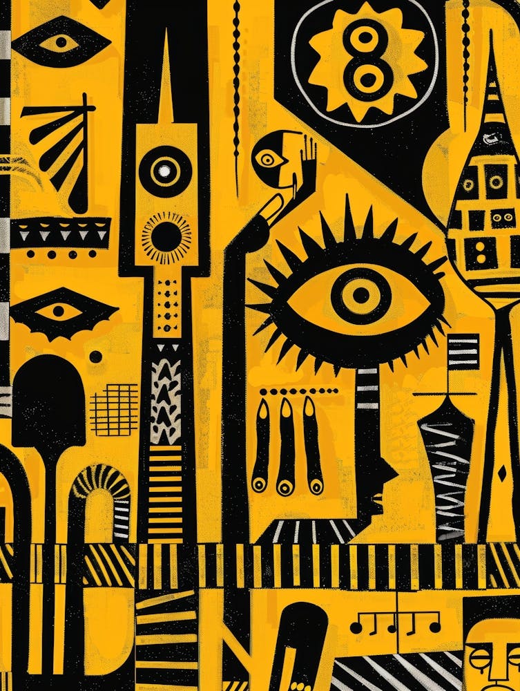 Abstract Black And Yellow Painting 2